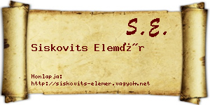 Siskovits Elemér névjegykártya